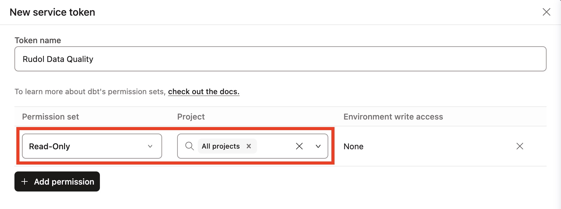 Create a Service token