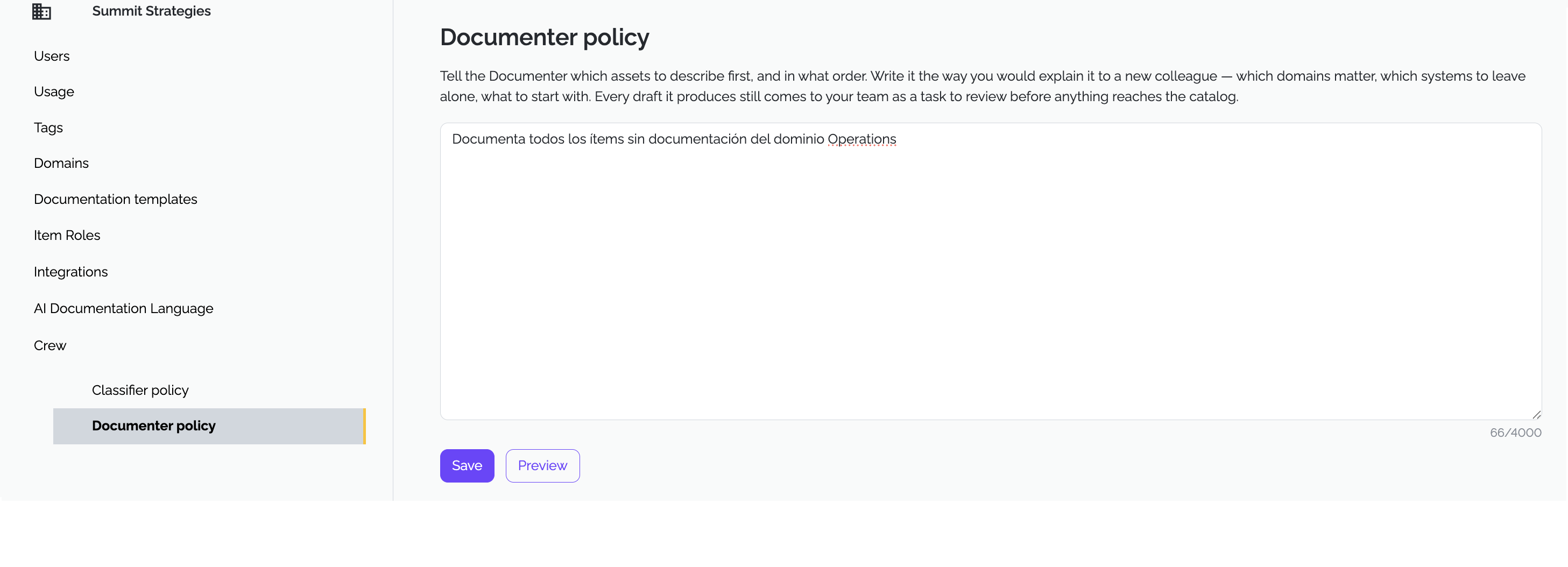 Documenter Policy