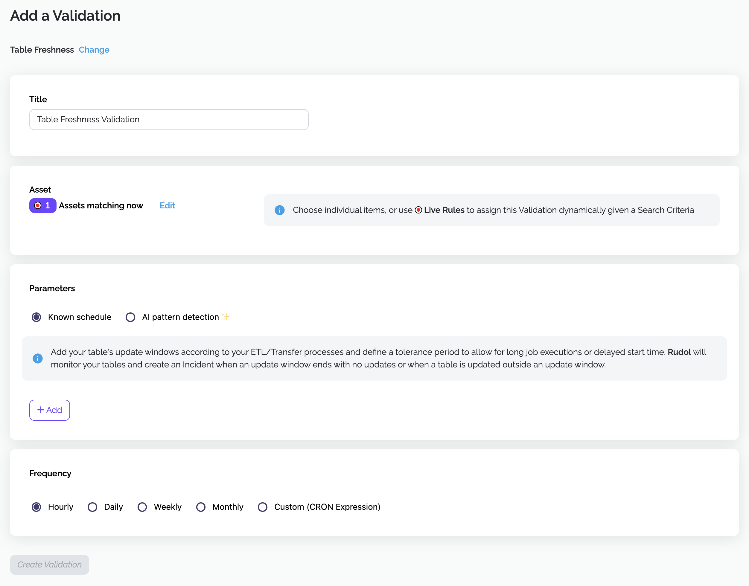 Create a Freshness Validation