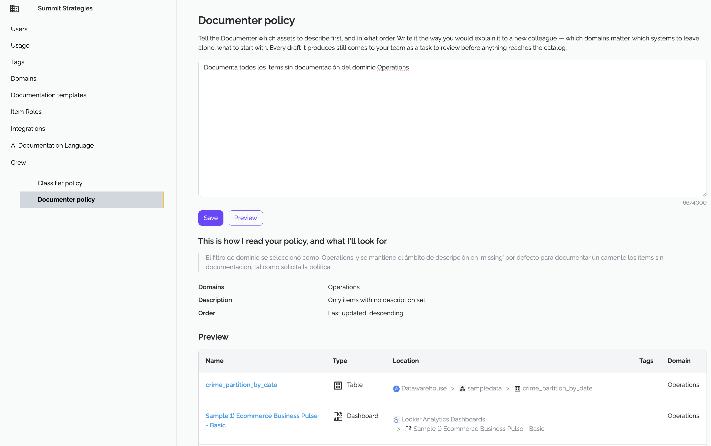 Documenter Policy