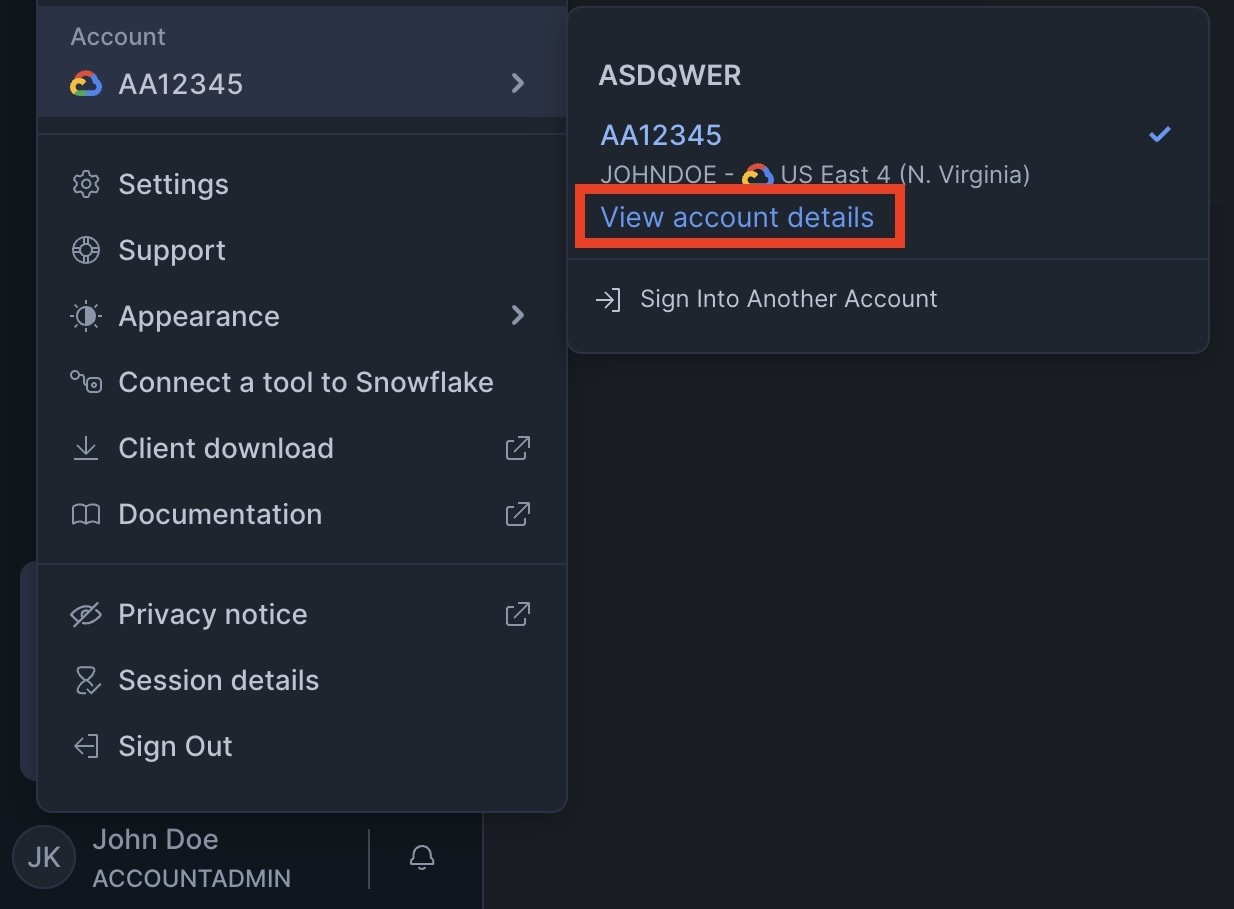 View account details